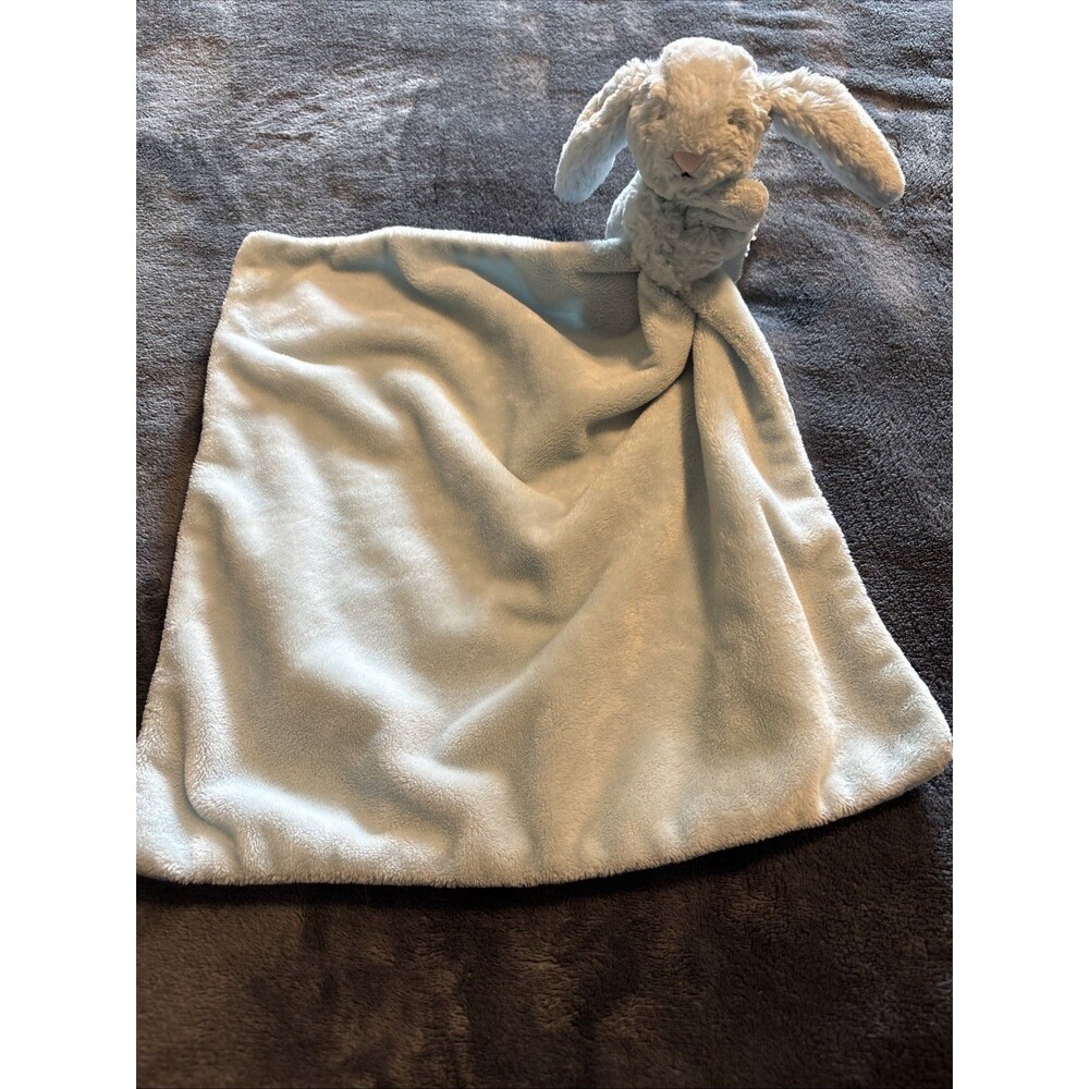 (#85) Jellycat Blue Bunny Rabbit Baby Security Blanket lovey Plush